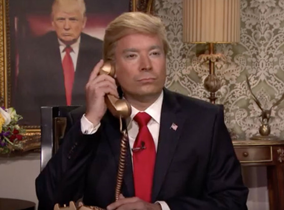 Hillary Clinton and Jimmy Fallon as Donald Trump on The Tonight Show Hillary Clinton and Jimmy Fallon as Donald Trump on The Tonight Show